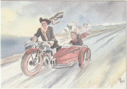 Illustrateur : Aquarelle Yves Agaisse , Série  Bretagne  Bigoudènes , Moto - Otros & Sin Clasificación