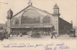 JA 9- (76) LE  HAVRE - LA GARE - FIACRES , CALECHES - 2 SCANS  - Stazioni