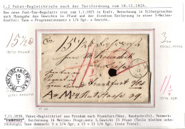 Vorphila Paketbegleitbrief Von 1839 Aus Potsdam Nach Frankfurt Fahrpost #IB587 - Precursores