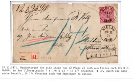 Norddeutscher Bund Ganzsache Von 1871 Als Paketbegleitbrief Mit Zuzahlung #IB623 - Prefilatelia