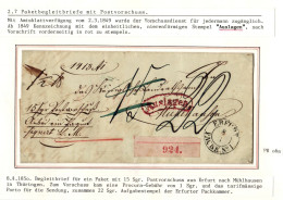 Vorphila Paketbegleitbrief Von 1850 Mit Postvorschuss Auslagen Stempel #IB627 - Préphilatélie