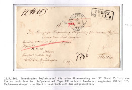 Vorphila Paketbegleitbrief Von 1861 Mit Aufgabezettel Packkammerstempel #IB614 - Prephilately