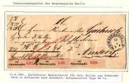 Vorphila Paketbegleitbrief Von 1861 Mit Aufgabezettel #IB645 - Precursores