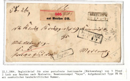 Preußen Paketbegleitbrief Portofreie Justizsache Mit Aufgabezettel #IB665 - Lettres & Documents