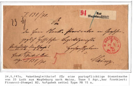 Norddeutscher Bund Paketbegleitbrief Mit Aufgabezettel Magdeburg #IB700 - Briefe U. Dokumente