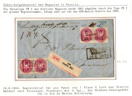 Preußen 16 Als Mehrfachfrankatur Auf Paketbegleitbrief Mit Aufgabezettel #IB648 - Storia Postale