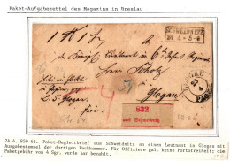 Preußen Paketbegleitbrief Barzahlung Glogau Ausgabe #IB664 - Lettres & Documents