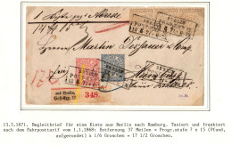 Norddeutscher Bund 18 Als Dreierstreifen Und 13 + 14 Paketbegleitbrief #IB682 - Brieven En Documenten