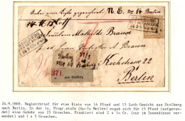 Norddeutscher Bund 6 Und 25 Als Paar Als Paketbegleitbrief Aus Stolberg #IB689 - Cartas & Documentos