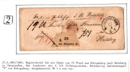 Preußen Paketbegleitbrief Als Barfrankatur Und Aufgabezettel #IB657 - Cartas & Documentos