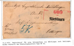 Bayern Paketbegleitbrief Mit Großem Aufgabezettel Nördlingen #IB799 - Lettres & Documents