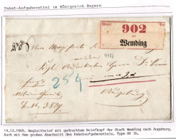 Bayern Paketbegleitbrief Mit Großem Aufgabezettel Wemding #IB798 - Covers & Documents