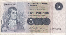 BILLETE DE ESCOCIA DE 5 POUNDS DE CLYDESDALE BANK DEL AÑO 1974 (BANKNOTE) - 5 Pounds