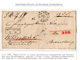 Braunschweig Paketbegleitbrief Portofrei Mit Aufgabezettel Aus Kreiensen #IB829 - Brunswick