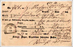 Bayern Fahrpost Bischofsheim 1866 Empfangsbescheinigung #IB781 - Covers & Documents