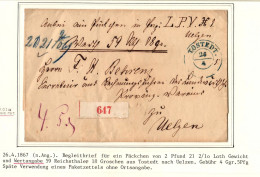 Hannover Paketbegleitbrief Für Paket Mit 59 Reichsthaler Nach Uelzen #IB856 - Hannover