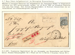 Norddeutscher Bund Paketbegleitbrief Mit Aufgabezettel Braunschweig #IB821 - Braunschweig