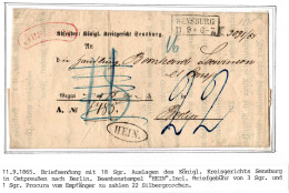 Preußen Paketbegleitbrief Mit Postvorschuss Auslagen Beamtenstempel #IB727 - Lettres & Documents