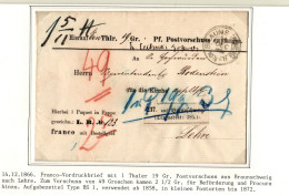 Braunschweig Paketbegleitbrief Postvorschuss Und Aufgabezettel #IB809 - Braunschweig