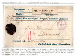 Norddeutscher Bund Paketaufgabezettel Frankfurt - Rennerod, Thurn & Taxis #IO504 - Storia Postale