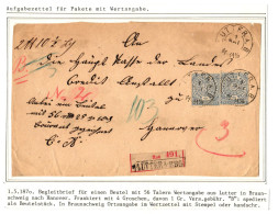 Norddeutscher Bund Braunschweig Paketbegleitbrief Mit Wertzettel #IB813 - Brieven En Documenten