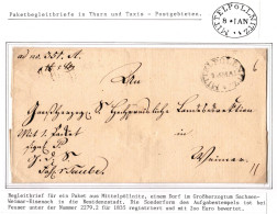 Thurn & Taxis Paketbegleitbrief Mittelpöllnitz - Weimar, Aufgabezettel #IB982 - Cartas & Documentos