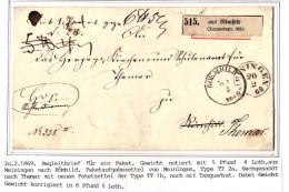 Thurn & Taxis Paketbegleitbrief Römhild - Meiningen, Aufgabezettel #IB989 - Lettres & Documents