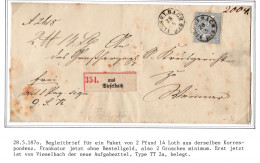 Norddeutscher Bund Paketbegleitbrief Aus Vieselbach, Thurn & Taxis #IO503 - Lettres & Documents