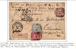 Norddeutscher Bund Paketbegleitbrief Aufgabezettel Eilenburg - Dresden #IO558 - Brieven En Documenten