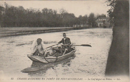 JA 15 -(77) CHASSE A COURRE EN FORET DE FONTAINEBLEAU - LE CERF DAGUE AU BREAU - 2 SCANS - Fontainebleau