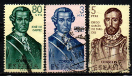 SPAGNA - 1963 - CONQUISTATORI DELL'AMERICA: JOSE' DE GALVEZ - DIEGO GARCIA DE PAREDES - USATI - Used Stamps
