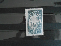 FRANCE VIGNETTE FOIRE DE BORDEAUX 1919** - Andere & Zonder Classificatie