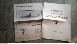 Lot 2 Brochures Avion Armagnac Quadrimoteur De Transport SNCASE Toulouse Berceau Aviation - Luchtvaart