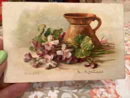 Nature Morte, Violette, Carte Signée Raphael Tuck & Sons "Time Of Flowers: - Fleurs