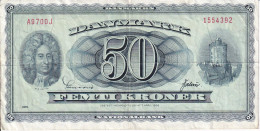 BILLETE DE DINAMARCA DE 50 KRONER DEL AÑO 1970 (BANKNOTE) RARO - Denmark