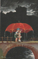 KO 1 - COUPLE D' ENFANTS SUR UN PONT SOUS UN IMMENSE PARAPLUIE , LA NUIT- ILLUSTRATEUR COLOMBO - 2 SCANS - Colombo, E.