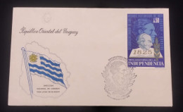 D)1975, URUGUAY, FIRST DAY COVER, ISSUE, 150TH ANNIVERSARY OF THE DECLARATION OF INDEPENDENCE, GENERAL ARTIGAS, FDC - Uruguay