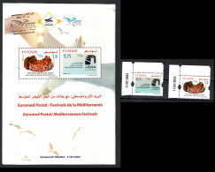 2023 - Tunisia - Euromed Postal: Mediterranean Festivals- Lighthouses- Amphitheatre Of El Jem- Set 2v.MNH** Dated Corner - Música
