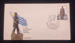 D)1975, URUGUAY, FIRST DAY COVER, ISSUE, CENTENARY OF THE BIRTH OF THE HISTORIAN, JOURNALIST AND POLITICIAN LUIS ALBERTO - Uruguay