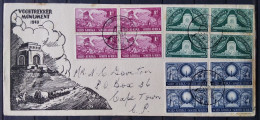 SOUTH AFRICA 1949 Voortrekker Monument Envelope Blocks Of 4 - Day Of The Vow Date Cancel - Lettres & Documents