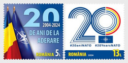 ROMANIA 2024: 20 YEARS NATO MEMBERSHIP, 2 Unused Stamps - Registered Shipping! - Ongebruikt