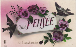 KO 12-(81) " UNE PENSEE  " DE  LACABAREDE - FLEURS : PENSEES - HIRONDELLES - 2 SCANS - Other & Unclassified