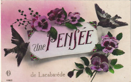 KO 12-(81) " UNE PENSEE  " DE  LACABAREDE - FLEURS : PENSEES - HIRONDELLES - 2 SCANS - Autres & Non Classés