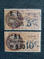 LIBAN. Timbres FISCAUX.  Surchargés   R.L. " Droit Fiscal " 2,25 Sur 5c / 0,50 Sur 10c . - Used Stamps