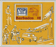 THEMATIC U.P.U::  UNIVERSAL POSTAL UNION CONGRESS.  U.P.U. 1943, 3d STAMP AND LOGO   - MS  -    BARBADOS - U.P.U.