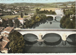 KO 18-(82)  ALBIAS - LES DEUX PONTS - VUE AERIENNE - CARTE COULEURS - 2 SCANS - Albias