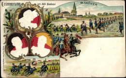 Gaufré Lithographie Kaisermanöver, Kaiser Wilhelm II. Von Preußen, Grand-duc Von Bade - Other & Unclassified
