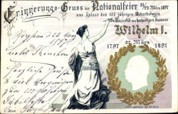 Gaufré Lithographie Nationalfeier 1897, 100 Jähriger Geburtstag Kaiser Wilhelm I - Familles Royales