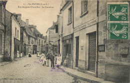 37 SAINTE-MAURE. La Poste Au Carrefour Rue Auguste Chevallier Tailleur Et Café 1910 - Other & Unclassified
