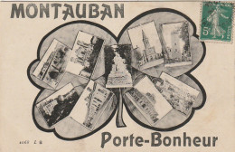 KO 20-(82 ) MONTAUBAN  PORTE BONHEUR - CARTE  TREFLE MULTIVUES  - 2 SCANS - Montauban